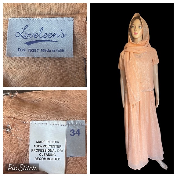 Loveleens Indian 3 pieces suit color peach size 34 - Picture 1 of 16